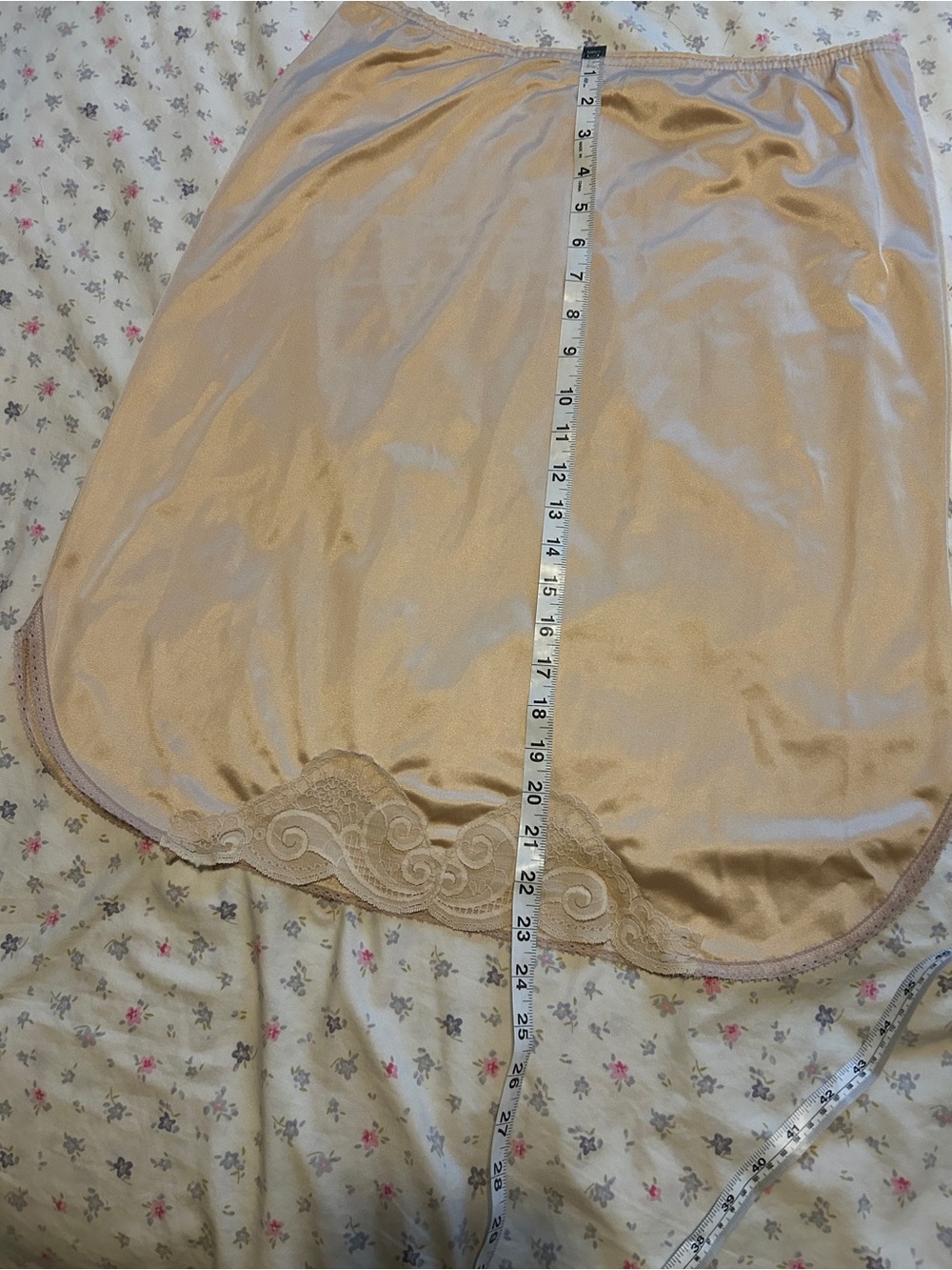 Silky Lace-Trim Half Slip in Champagne